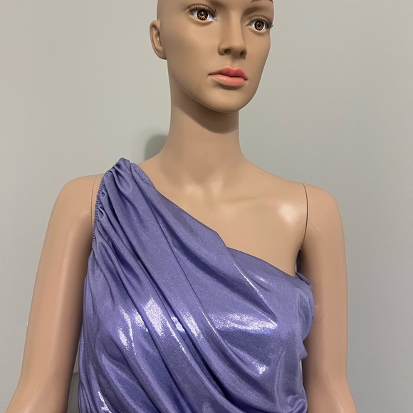 Elegant Purple Norma Kamali one shoulder dress. Size L - Picture 5 of 7